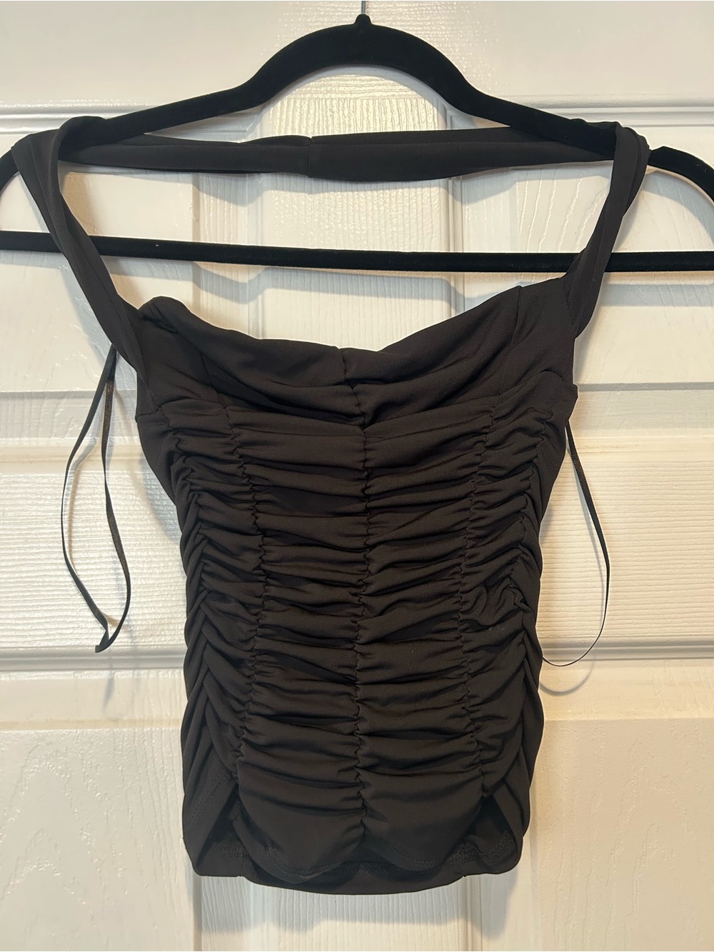 Ruched Black Women’s halter top